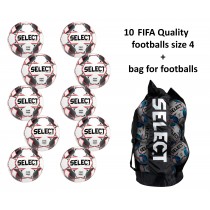 10 Football SELECT Contra (FIFA QUALITY) (SIZE 4) + Bag for footballs